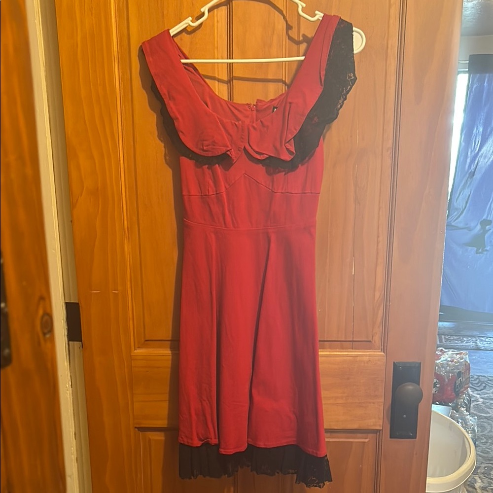 Hot Topic Red Sleeveless Off-Shoulder Mini Dress